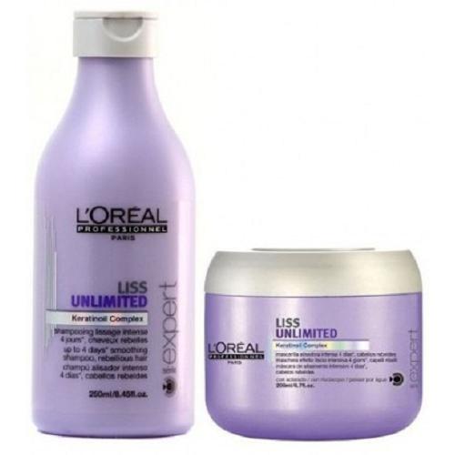 Kit Loreal Shampoo Liss Unlimited + Máscara Liss Unlimited Pequeno