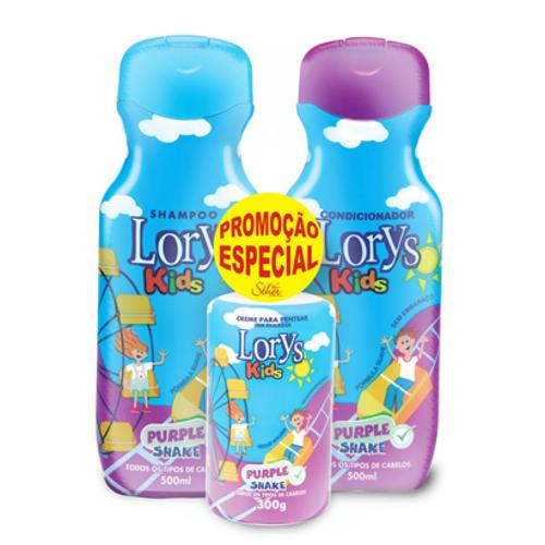 Kit Lorys Kids Shampoo + Condicionador + Creme Purple