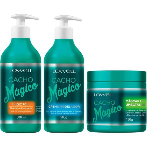 Kit Lowell Cacho Mágico Shampoo - 500ml + Máscara - 450g + Creme Modelador - 500ml