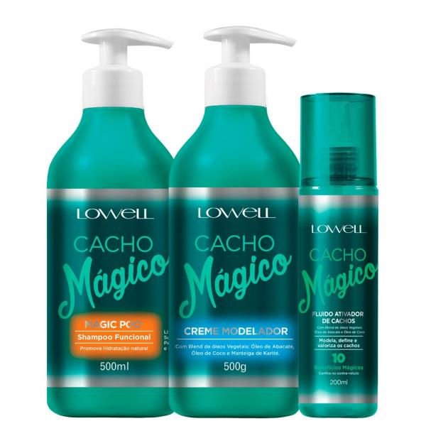 Kit Lowell Cacho Mágico Shampoo + Creme Modelador + Fluido