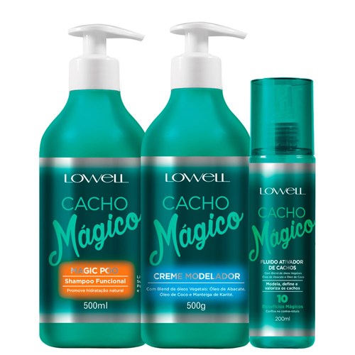 Kit Lowell Cacho Mágico Shampoo + Creme Modelador + Fluido