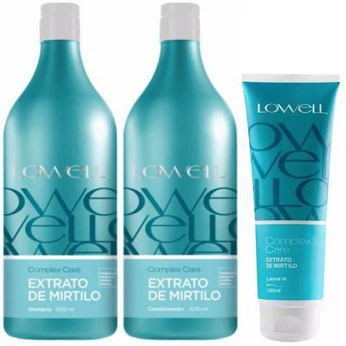 Kit Lowell Extrato de Mirtilo Shampoo 1000ml + Condicionador 1000ml + Leave In 180ml