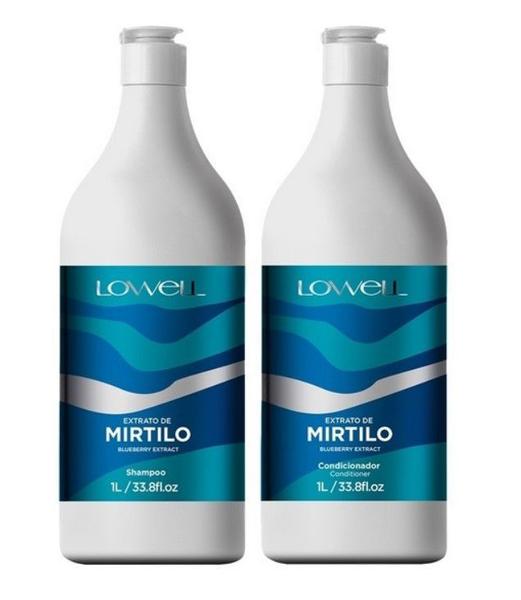 Kit Lowell Extrato de Mirtilo Shampoo e Condicionador 1 Litro Cada