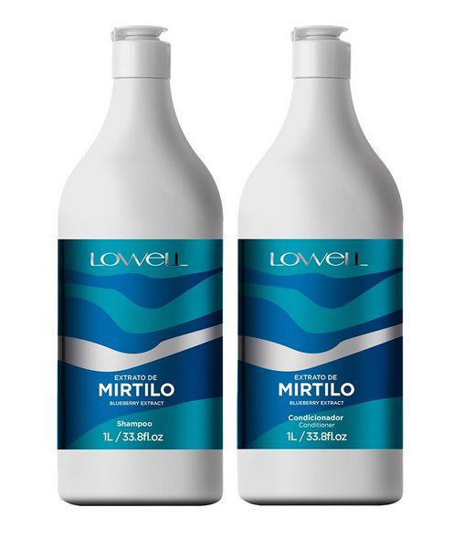 Kit Lowell Mirtilo Shampoo 1000ml + Condicionador 1000ml + 2 Válvulas