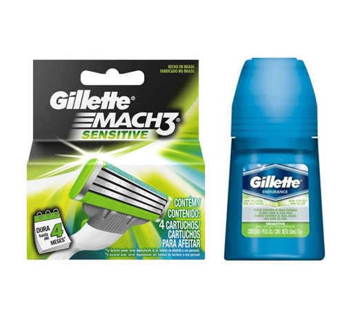 Kit Mach 3 Sensitive 4 Unidades + Desodorante Antitranspirante Procter - Gillette