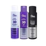 Kit Magic Color Matizador 3D Platinum Branco + 3D Ice Blond + Efeito Prata 500ml