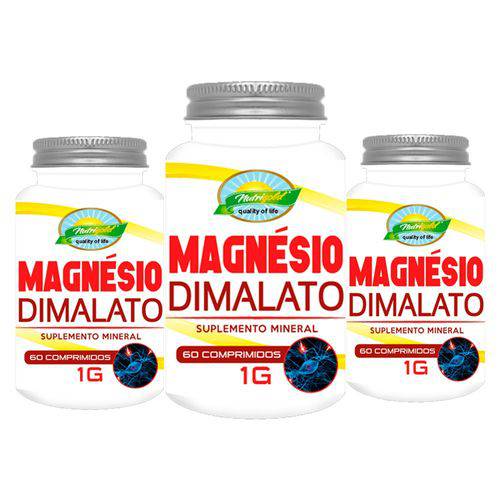 Kit 3 Magnésio Dimalato 1g 60 Comprimidos