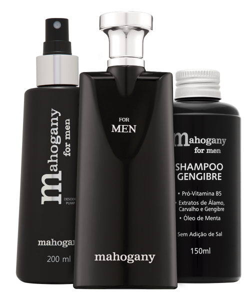 Kit Mahogany Desodorante Spray + Fragrância + Shampoo For Men