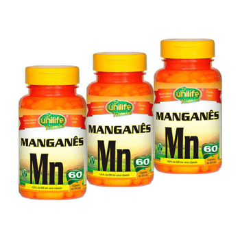 Kit 3 Manganês Quelato Mn Unilife 60 Cápsulas