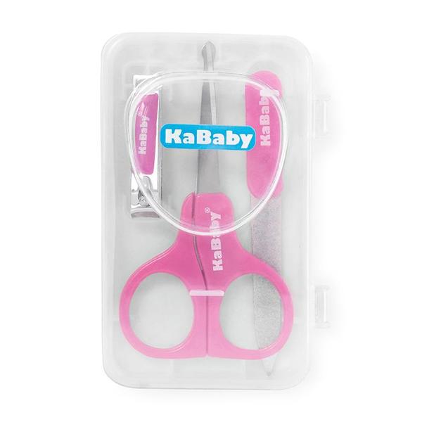 Kit Manicure Infantil com Estojo Plástico Rosa Kababy