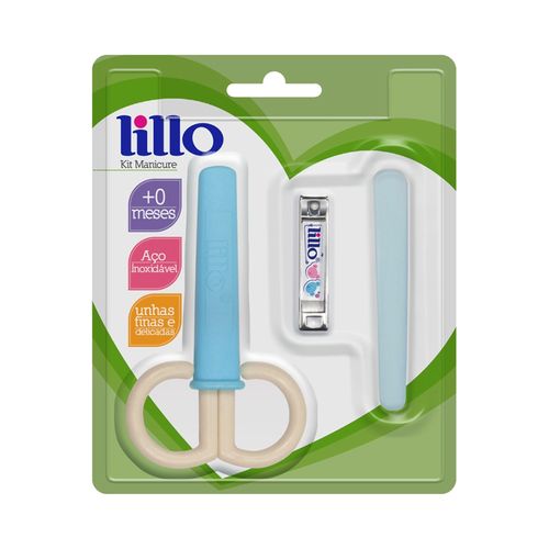 Kit Manicure Lillo Azul - Tesoura + Cortador + Lixa