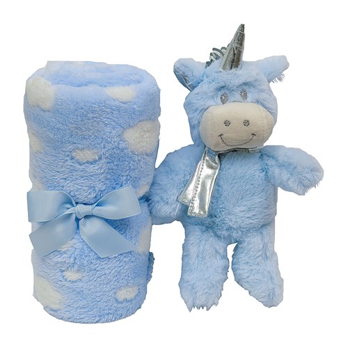Manta em Poliéster Azul Buba Toys Gift Unicórnio 7755 - 11X23cm