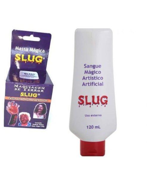 Kit Maquiagem de Terror Massa Slug 200 Gr + Sangue Artificial 120 Ml Slug - Lynx Produções Artistica