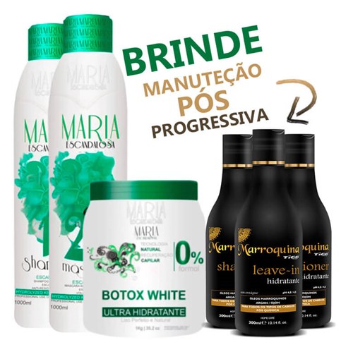 Kit Maria Escandalosa Progressiva Botox Organico + Kit Manutenção Marroquina