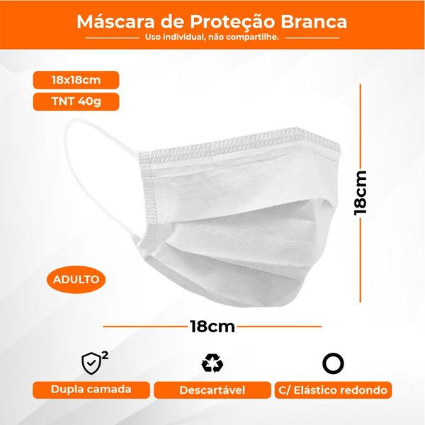 Kit Máscara de Proteção Adulto TNT Duplo Descartável 10 Unidades - Rca