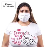 Kit Máscara de Rosto Dupla Tecido + TNT 30 Unidades Brancas Reutilizável - Lavável