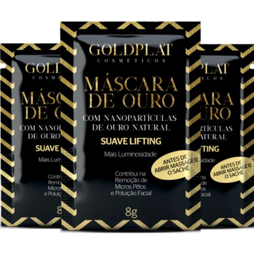Kit 3 Máscara Facial Goldplat com Nanopartículas de Ouro Natural