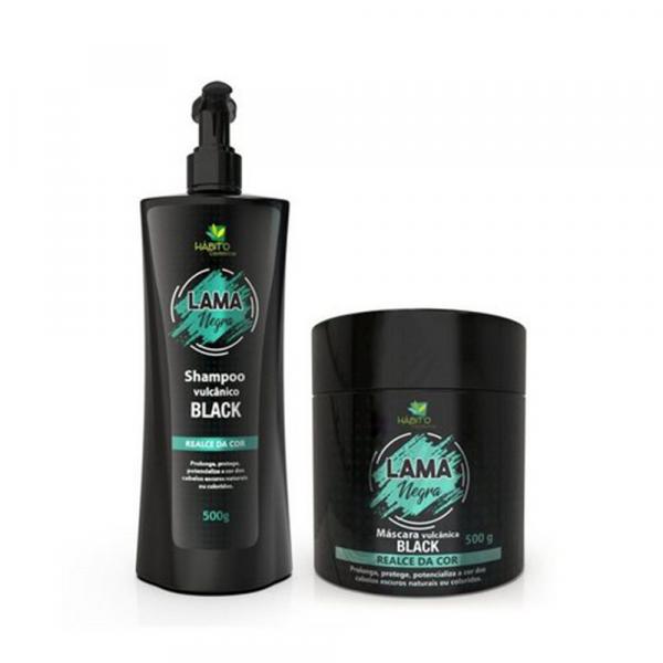 Kit Matizador Lama Negra Shampoo e Máscara Cabelos Pretos - Habito Cosmeticos