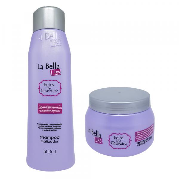 Kit Matizador Loira no Chuveiro La Bella Liss Shampoo 500ml e Máscara 500g