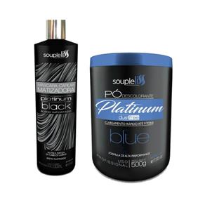 Kit Matizador Platinum Black 300 Ml + Pó Descolorante Blue Souple Liss