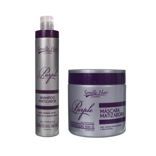 Kit Matizador Purple Semélle Hair Shampoo + Máscara 500g