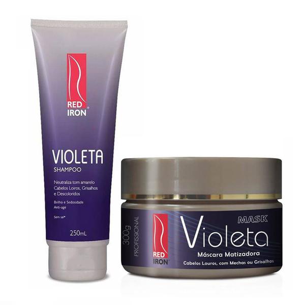 Kit Matizador Red Iron Violeta Shampoo Violeta 250g + Máscara Violeta 300g
