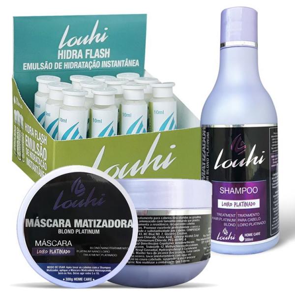 Kit Matizador Shampoo + Ampola Hidratação + Máscara Louhi - Louhi Cosméticos