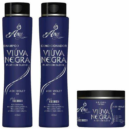 Kit Matizador 2 Shampoo 2 Condicionador e 2 Máscara Viuva Negra Platinum Blond