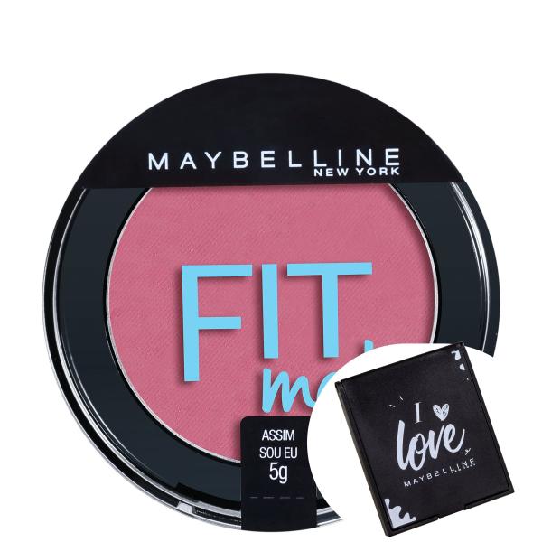 Kit Maybelline Fit Me! 05 Assim Sou eu - Blush Cintilante 5g+maybelline I Love-espelho de Bolsa
