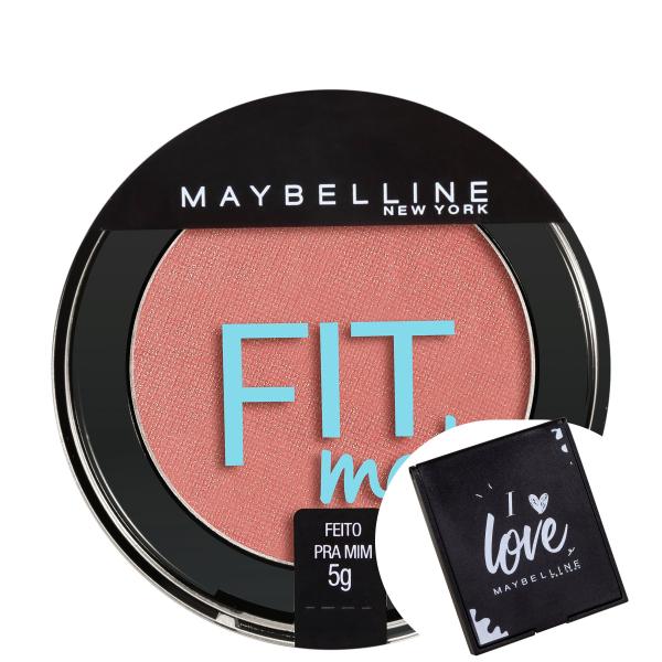 Kit Maybelline Fit Me! 06 Feito para Mim - Blush Cintilante 5g+maybelline I Love-espelho de Bolsa
