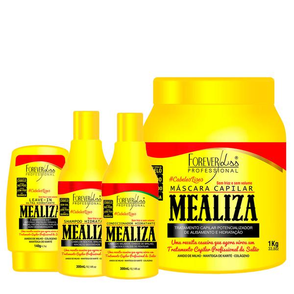 Kit MeAliza Forever Liss Maizena Shampoo, Condicionador 300ml, Máscara 1kg e Leave-in 140g
