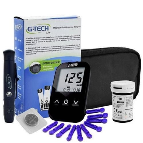 Kit Medidor de Glicose G-Tech Free Lite C/ Caixa de 100 Tiras - Completo