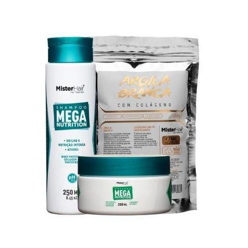 Kit Mega Nutrition (shampoo e Máscara) com Argila Branca com Colágeno - Mister Hair