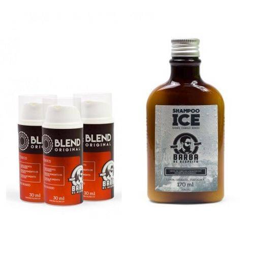 Kit 3 Meses de Tratamento - Crescimento da Barba - Shampoo Ice + Blend - Barba de Respeito