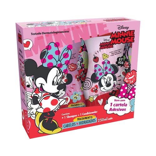 Kit Minnie Mouse Cabelos Mais Hidratados - Sh + Cond + Adesivos