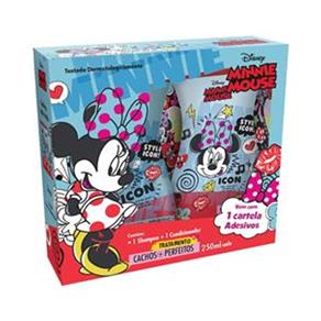 Kit Minnie Mouse Cachos Mais Perfeitos - Sh + Cond + Adesivo
