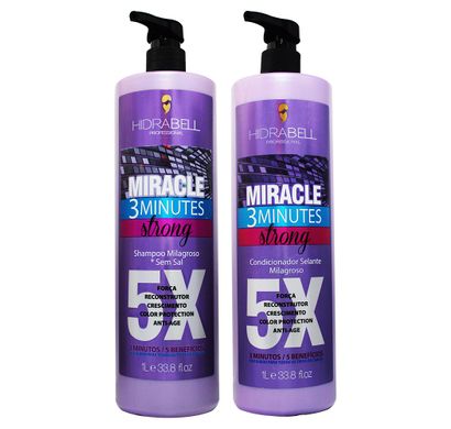 Kit Miracle 3 Minutos Strong Shampoo Condicionar e Ampola Miracle Grátis - Hidrabell