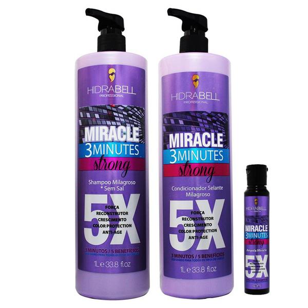 Kit Miracle 3 Minutos Strong Shampoo Condicionar e Ampola Miracle Grátis - Hidrabell