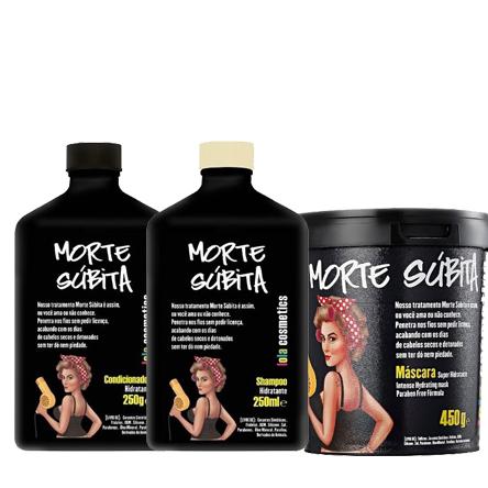 Kit Morte Súbita Lola Cosmetics Shampoo Líquido 250ml, Condicionador 250g e Máscara 450g