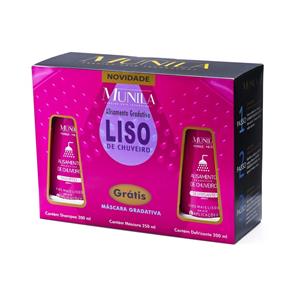 Kit Munila Liso Chuveiro Shampoo + Condicionador + Mascara