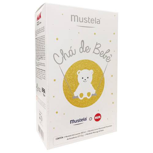 Kit Mustela Chá de Bebê Gel Lavante +creme Vit +mordedor Nuk