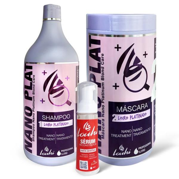 Kit Nano Platinum Shampoo + Máscara + Sérum Louhi Cosméticos
