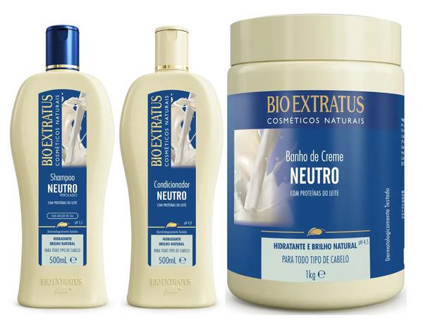 Kit Neutro Shampoo + Condicionador 500ml + Máscara 1 Kg - Bio Extratus