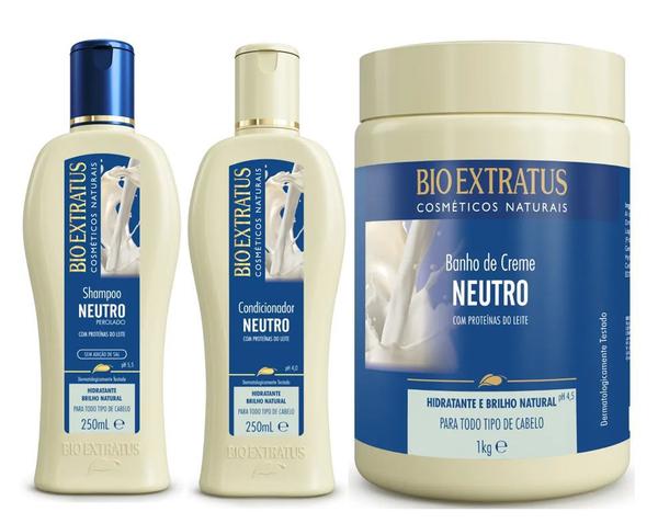 Kit Neutro Shampoo + Condicionador 250ml + Máscara 1 Kg - Bio Extratus