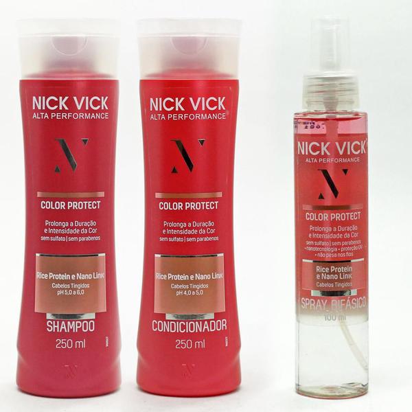 Kit NICK VICK Color Protect Shampoo Cond e Spray Bifásico - Nick & Vick