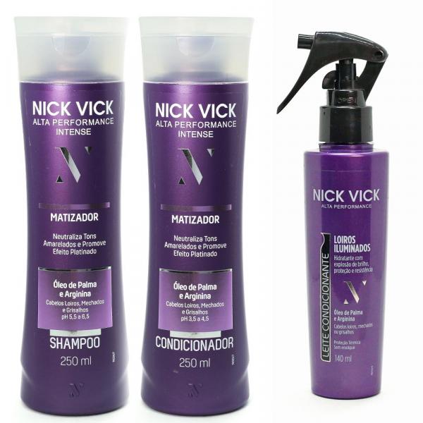 Kit NICK VICK Matizador Shampoo Cond e Leite Condicionante - Nick Vick