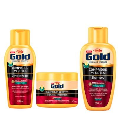 Kit Niely Gold Compridos + Fortes Shampoo + Condicionador + Máscara