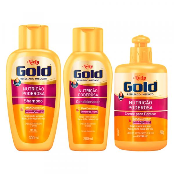 Kit Niely Gold Nutrição Poderosa - Shampoo + Condicionador + Creme de Pentear