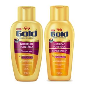 Kit Niely Gold Nutrição Poderosa Shampoo Sem Sal 300ml + Condicionador 200ml