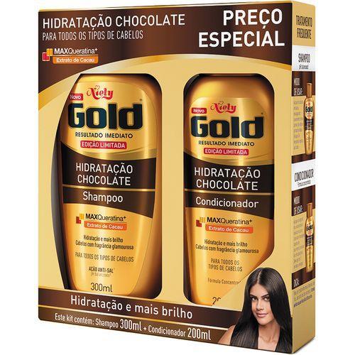 Kit Niely Gold Shampoo 300ml + Condicionador 200ml Hidratação Chocolate